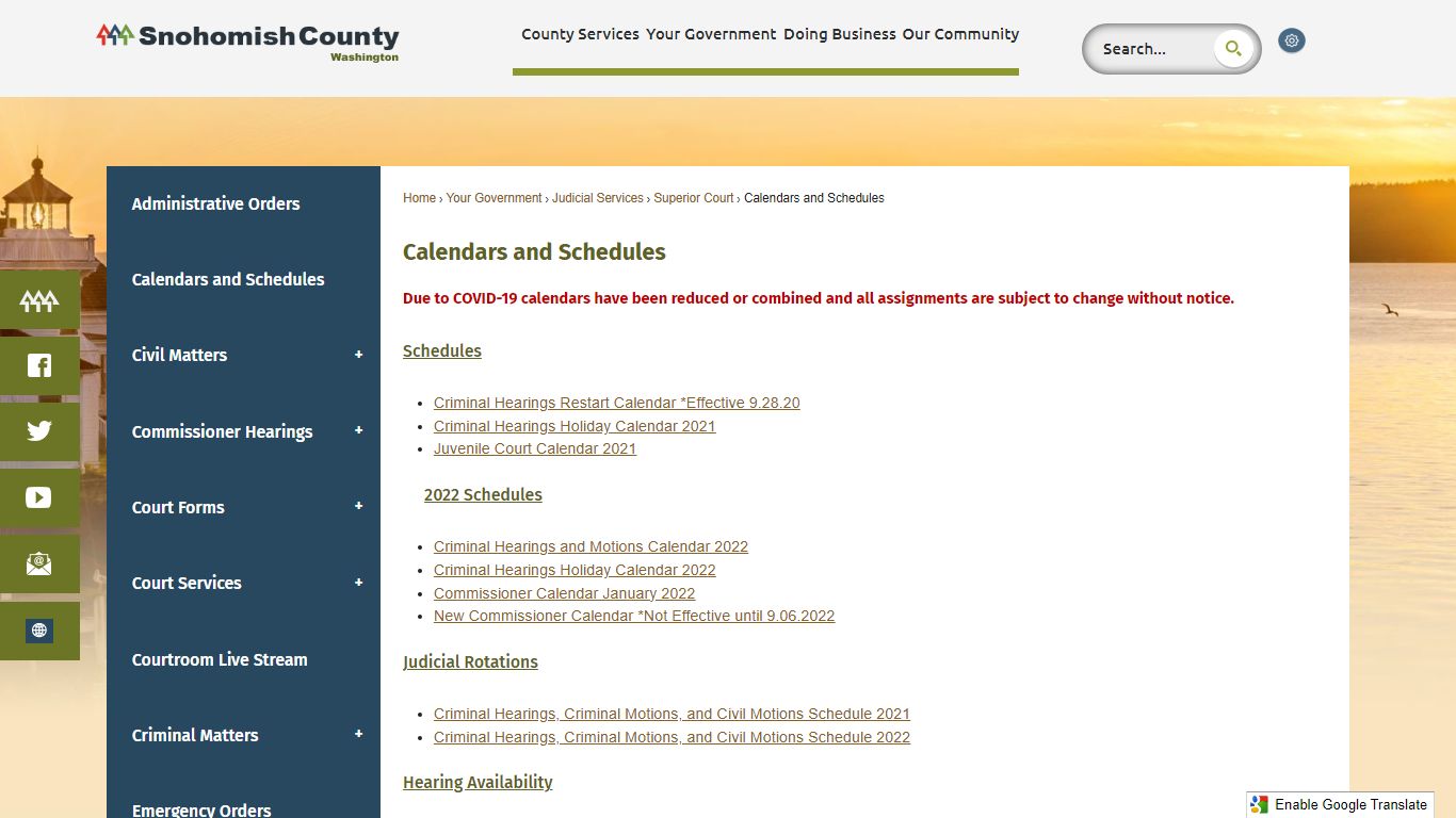Calendars and Schedules | Snohomish County, WA - Official Website